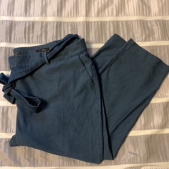 Loft Plus Speckled Space Blue Marisa Tie Waist Mid-rise Trousers sz 26 - Picture 7 of 8